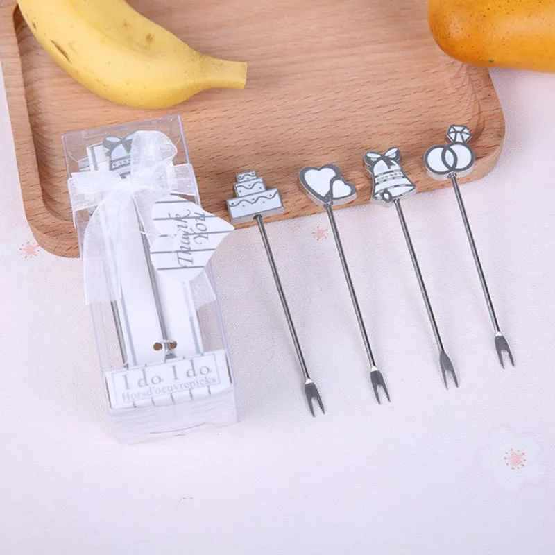 4pcs/set Fashion Fruit Fork Wedding return gift idea Wedding favors and gifts for Guests Event & Party Supplies