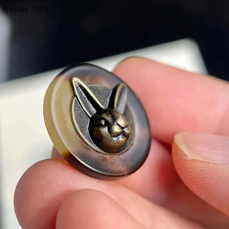 10 szt. 25mm Guziki Dekoracyjne w Stylu Vintage z Miedzi z Motywem Króliczej Głowy do Ubrań, Kapeluszy i Plecaków, do Szycia i Dekoracji Tekstyliów