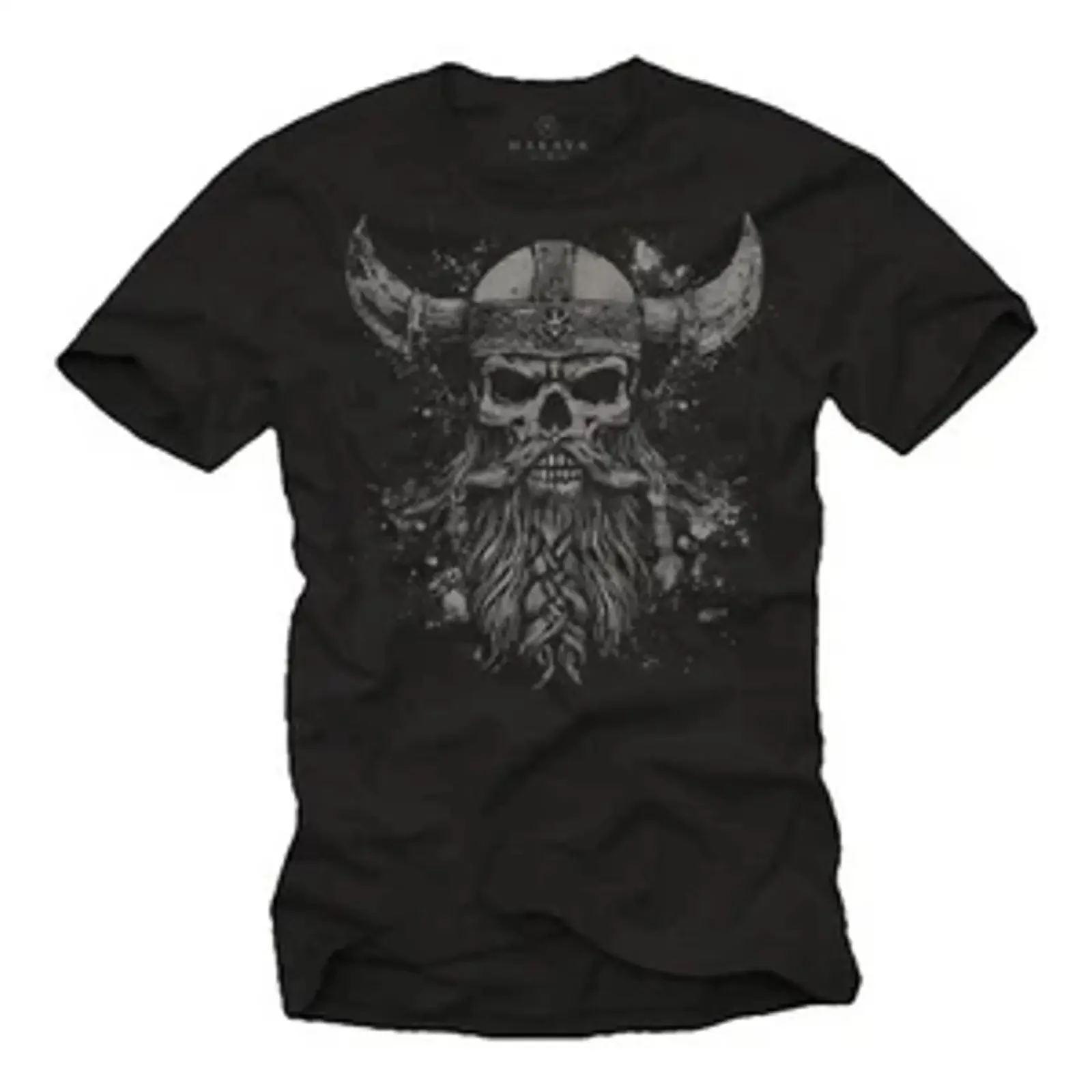 Viking T Shirt for Men Skull with Helmet Beard Nordic Design vintage Washed Soft Comfortable graphic Stylish Slightly homme
