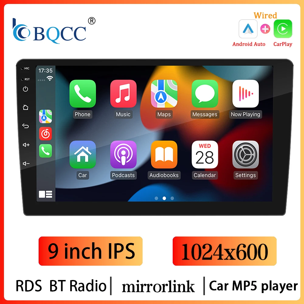 BQCC 2 Din 9 Inch Universal MP5 Car Radio FM AM RDS Mirror Link Bluetooth Wired Wireless CarPlay Android Auto Multimedia Player image 3