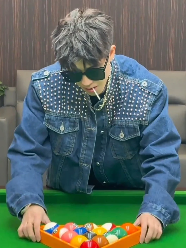 

Мужская джинсовая куртка Cleanfit Heavy Du со стразами, весенне-осенняя дизайнерская куртка High End Sensation Cool oulder