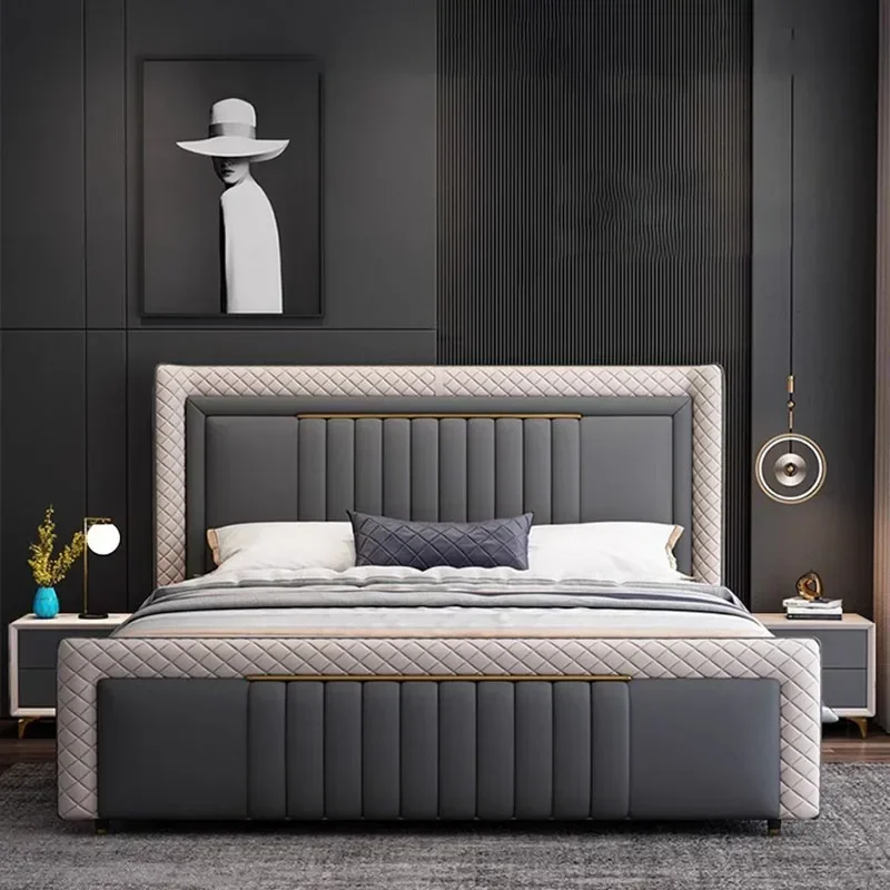 Aesthetic Luxury Double BedFrame Black Wood Storage King Size Twin Bed Frame Modern Platform Cama Box Casal Nordic Furniture