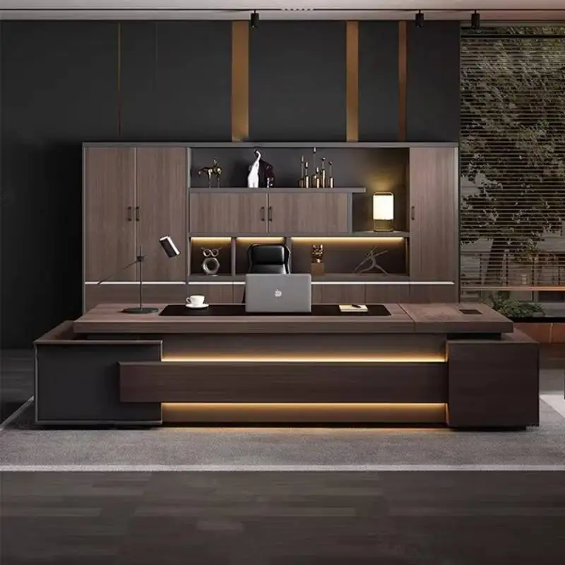 pz-Setup Equipment Office Desk Motivational Storage Solid Wood Office Desk Workstation Accessories Schreibtisch Luxury Furniture