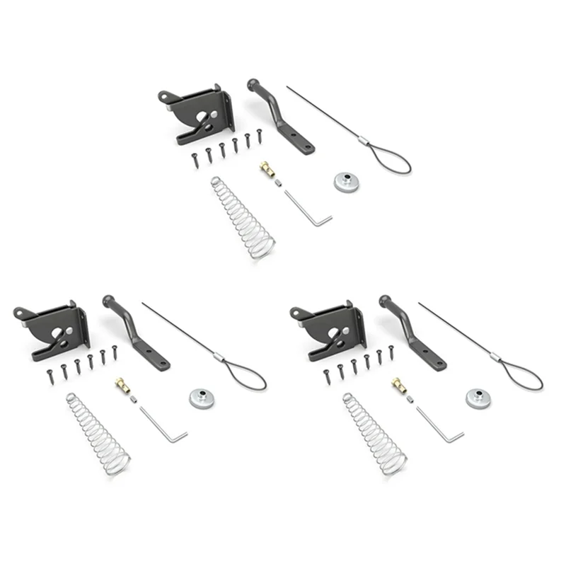 

Y19A 3PCS Door Latch With Spring Puller, Fence Door Lock, Fence Lock Small Lock With Rope, Suitable For Fence Gates Easy Install