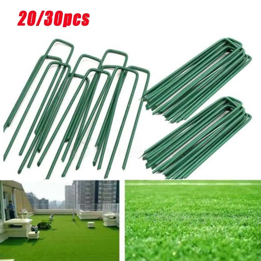 U shape Plastic Ground Garden Lawn Galvanised U Pins Staples Turf nails Steel Pegs Hooks