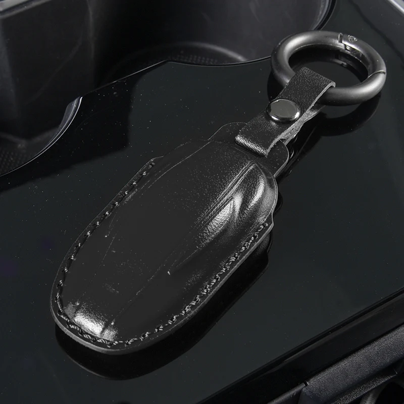

Car Key Protector Cover Shell For Tesla Model 3 Model S Model X Leather Remote Control Keys Bag Accessories Keychain Holder