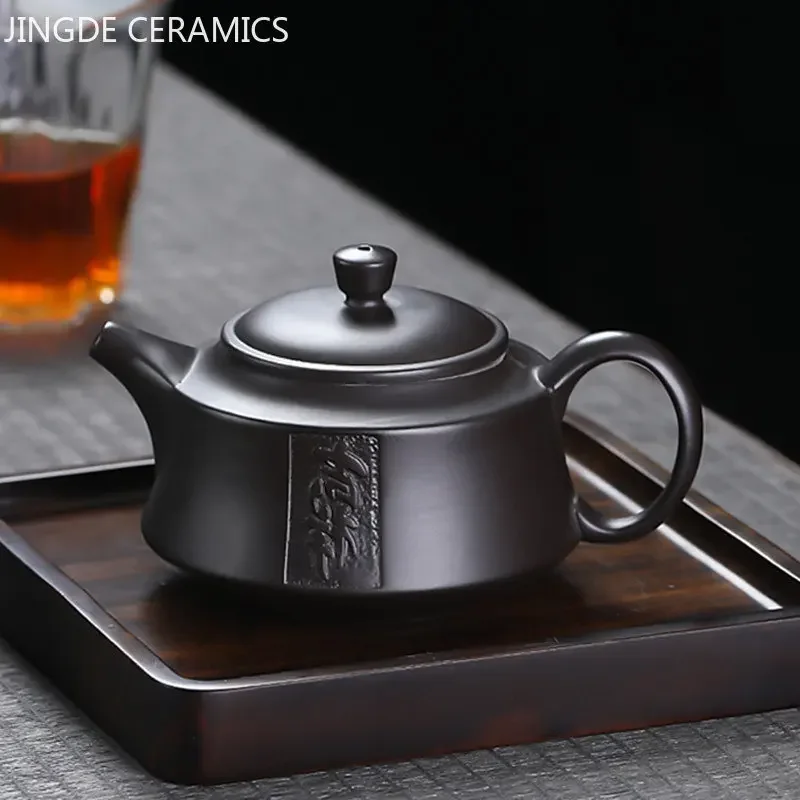 Tradition Yixing Purple Clay Tea Pot Raw Ore Black Mud Ball Hole Filter Kettle Chinese Zisha Tea Set Customized Beauty Teapot