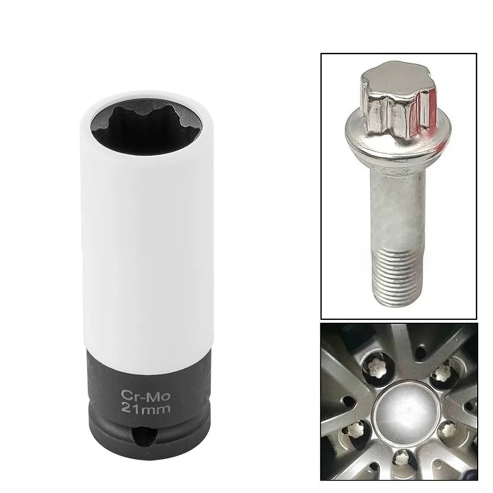 1pc 17mm/19mm/21mm Diepe Wielmoer Socket Hexagon Met Beschermende mouwen Voor Auto Wielen Handgereedschap Onderdelen