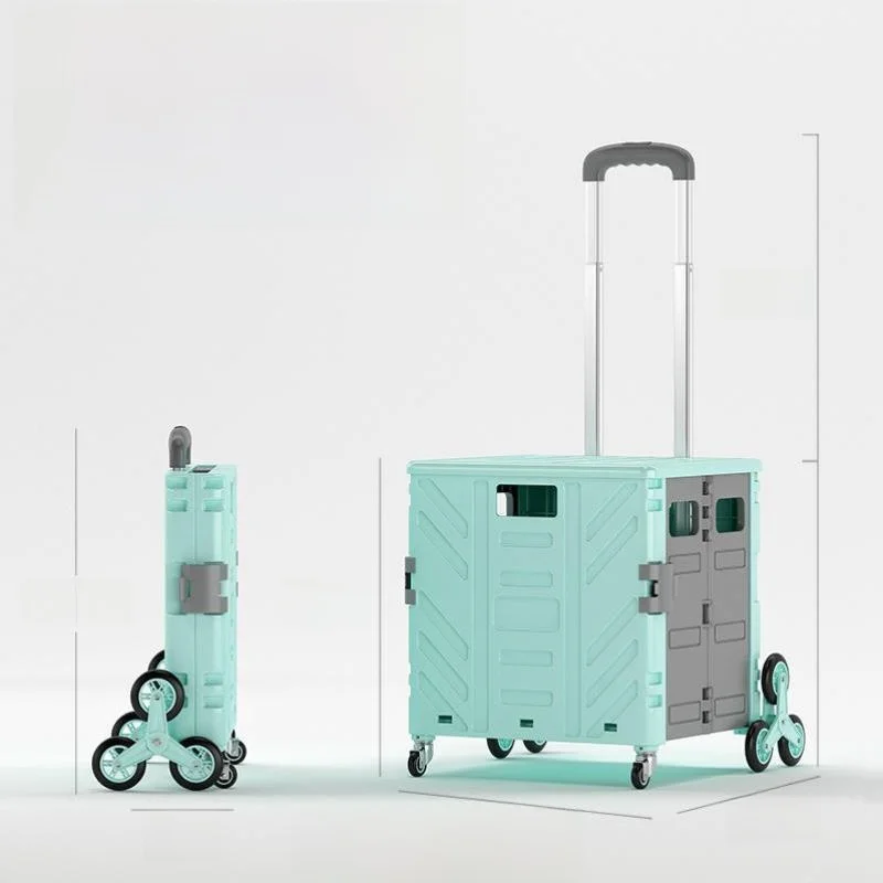 

Ultra Lightweight Folding Shopping Cart Vegetable Buying Cart Storable Compact Trolley Cart Stainless Steel Retractable Handle