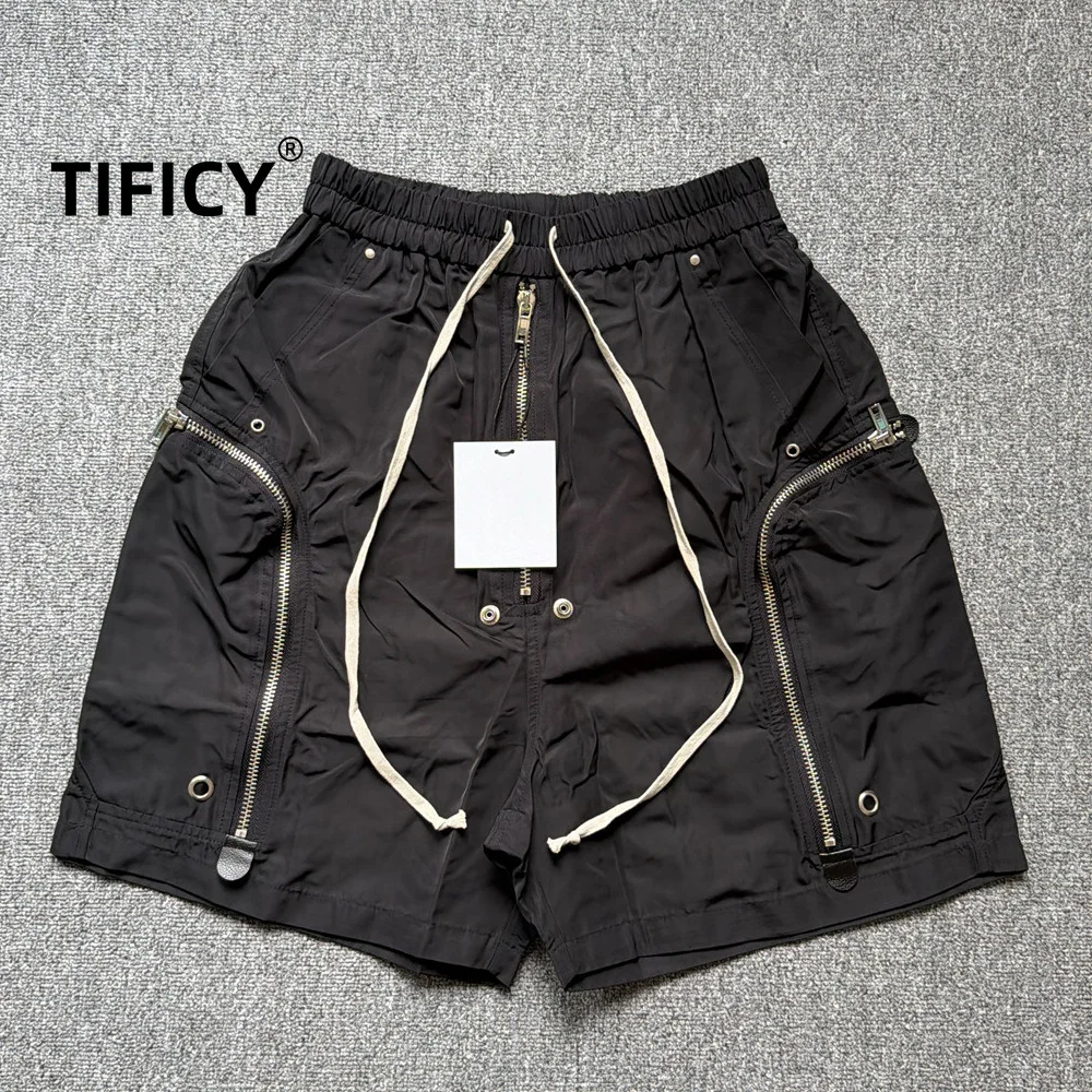 High Street RO Dark Functional Style Side Pocket Drawstring Nylon Shorts Summer Loose Men's Versatile Five Quarter Pants