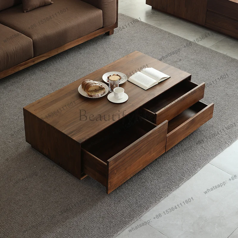 LD Luxury Drawers Coffee Table Wood Moving Storage Unique Apartamento Modern Side Table Living Room   Home Furniture