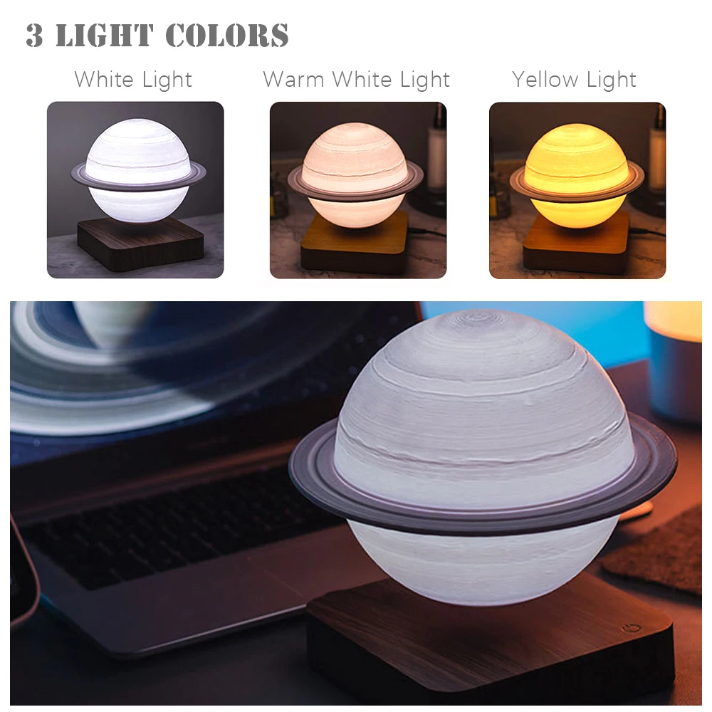 3D Printing LED Night Light Creative Touch Magnetic Levitation Moon Lamps 3 Colors Rotating Floating Atmosphereesk Lamp Gift