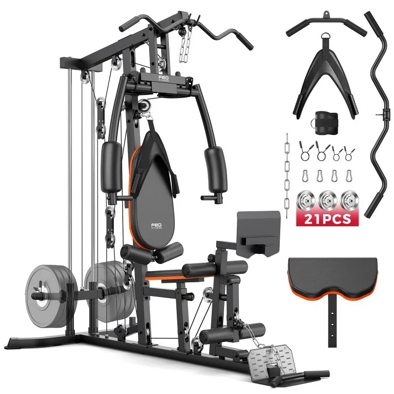 Home Gym, Multi Workout Station with 21pcs Aluminum Pulleys