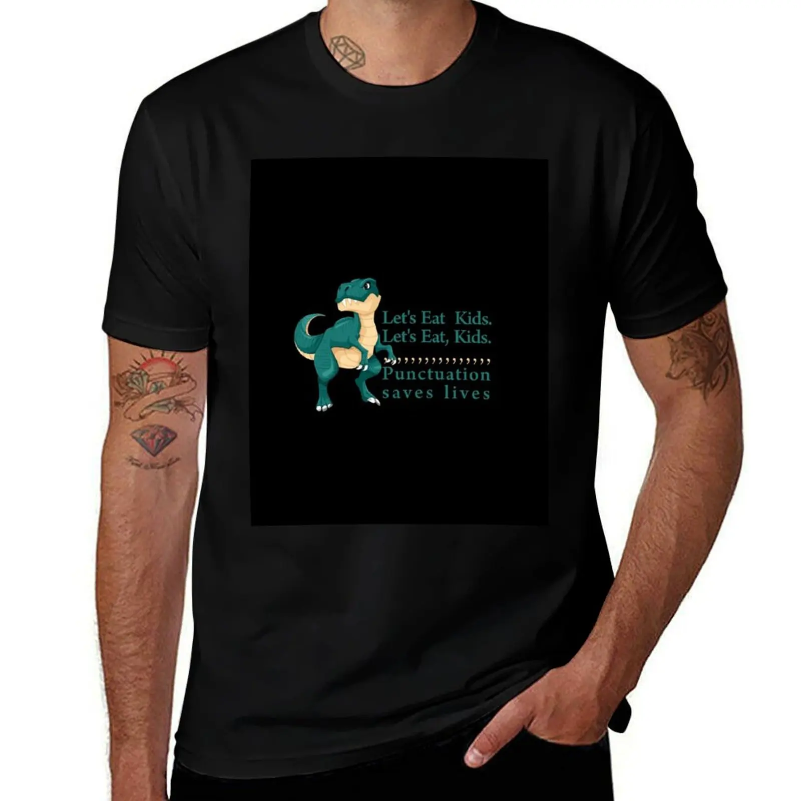 Let's eat kids punctuation saves lives T-Shirt Work Utility Casual Tee Shirt T-Shirt