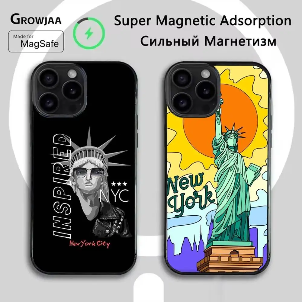 

NEW YORK Statue Of Liberty Phone Case For iPhone 16e,16,15,14,13,12,11,Plus,Pro,Max,Mini Magsafe Magnetic Wireless Charging
