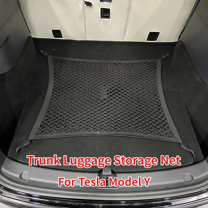For Tesla Model Y Trunk Luggage Storage Net Bag Hook Rear Cargo Fixed Net Stowing Tidying Car Interior Modification Accessories