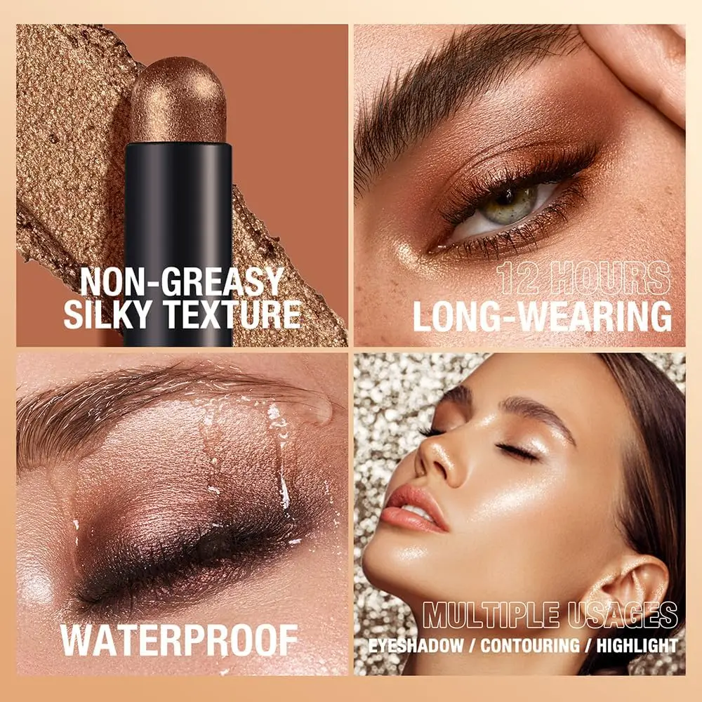 6 × مجموعة أعواد ظلال عيون لامعة وناعمة غير لامعة ومقاومة للماء #3