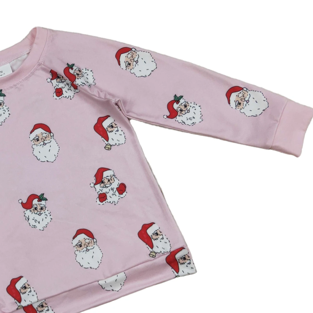 2025 New Cute Pink Christmas Toddler Girls Long Sleeve Cotton Pullover T-Shirt with Santa Snowflake Stripes Print Festive Gift