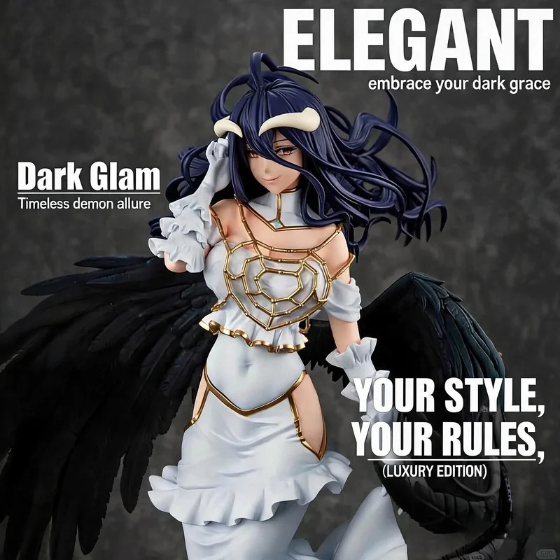 Auténtica figura coleccionable de anime de Bandai Banpresto Evolve Overlord Albedo Empress Of Darkness de 32 cm, modelo de juguete de PVC, regalo de cumpleaños