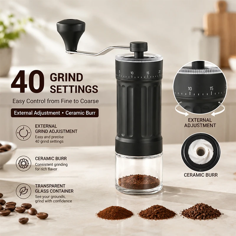 Manual Coffee Grinder Bean Hand Cranked Coffee Machine Hand Operated Grinder for Bean Milling Kitchen Tool
