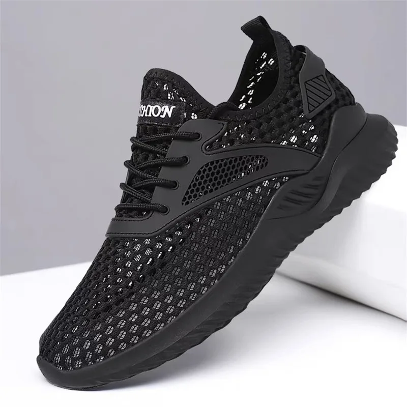 

Men's shoes mesh breathable hollow summer non-slip soft sole sports casual men's black