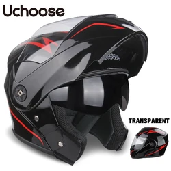 Uchoe Unisex kask motocyklowy DOT Certification dwuobiektywowy kask ochronny modułowy kask z wizjerem z klapką