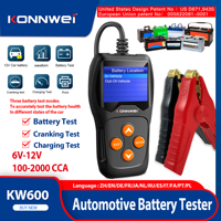 2025 KONNWEI KW600 Car Battery Tester 6V-12V Real-time Battery Health Quick Cranking Charging Diagnostic Battery Analyzer Tool