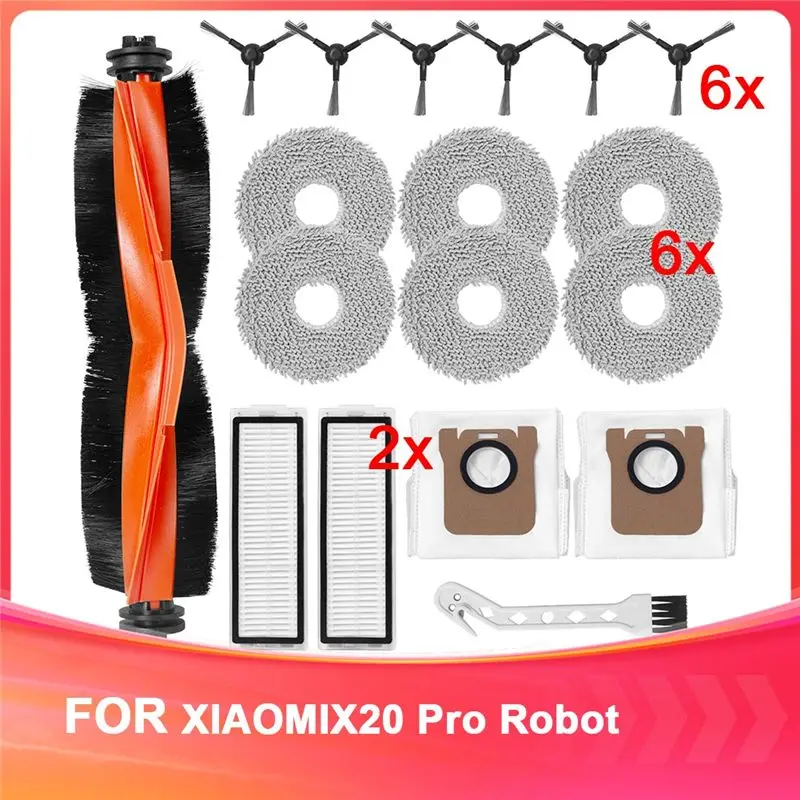 

AEE2-Accessory Set For X20 Max/ X20 Pro Robot Vacuum, Roller Brush, Side Brush, Wipes, Filters, Dust Bags