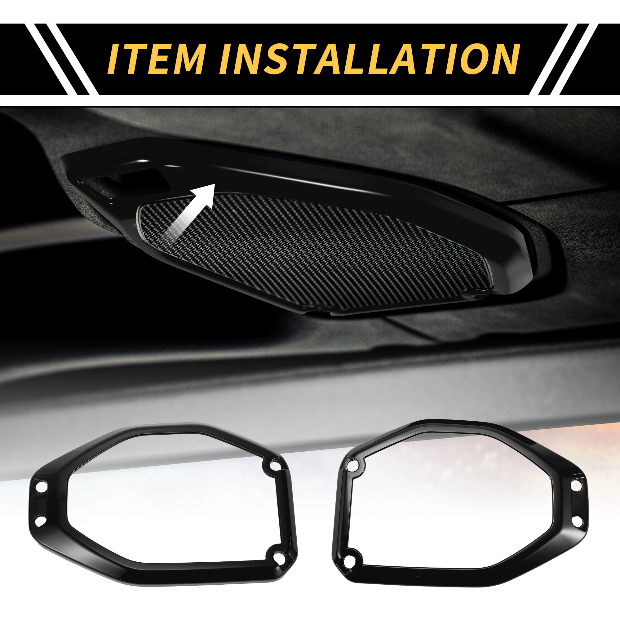 UXCELL 1 Set Top Roof Speaker Audio Frame Cover Trim for Jeep Wrangler JL JLU 2018-2024 ABS Black