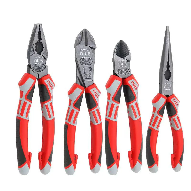 6-8 Inch Cr-V Steel Wire Pliers Wire Cutter Sharp Nose Pliers Diagonal Nose Pliers Industrial Grade Hand Tools for Electricians