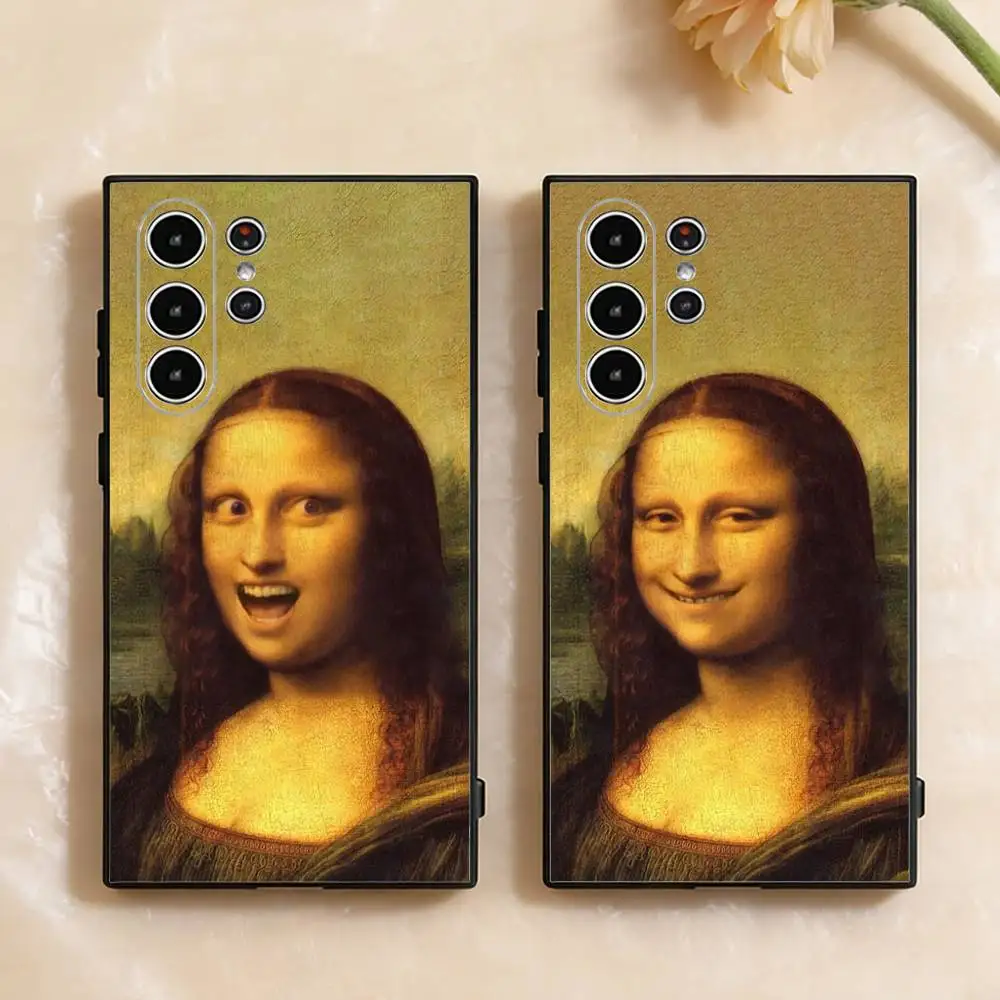 Mona Lisa Parody Memes Phone Case for Samsung Galaxy S30 26 25 S24 23 22 S21 20 Ultra Plus FE Lite Shockproof Silicone Cover