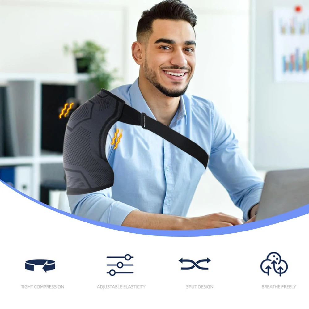 

1Pcs Shoulder Pain Relief Brace with Compression Sleeve,Adjustable Rotator Cuff Support & Arm Sling for Men Women,Fits Both Arms