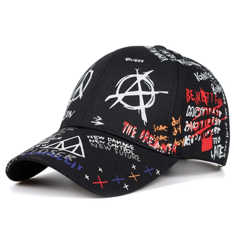 Fashion Graffiti Baseball Cap Men Hip Hop Rock Snapback Hat Summer Sunscreen Adjustable Trucker Hats Men Outdoor Travel Golf Cap