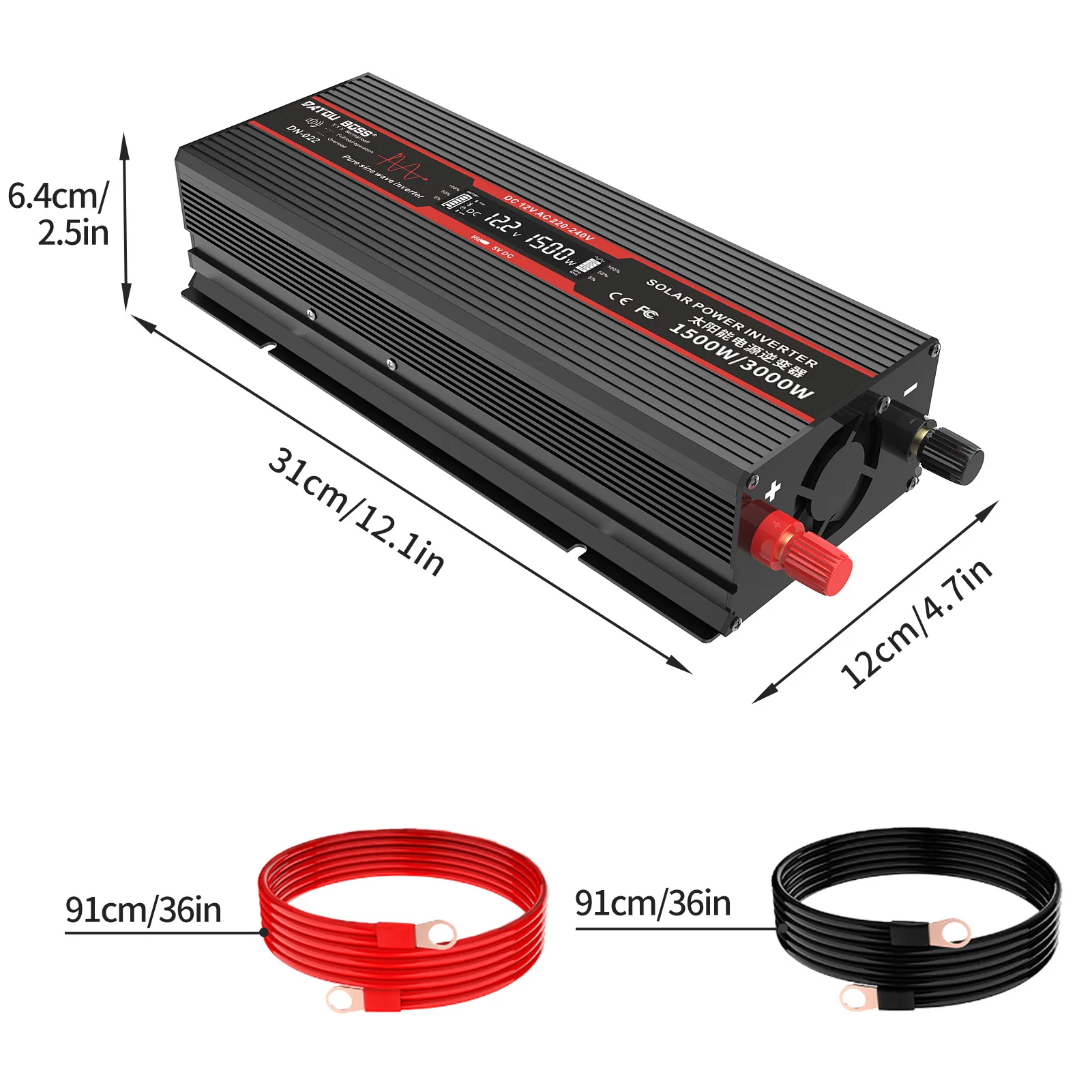 Imagem -04 - Datouboss Dnb Dng Inversor de Onda Senoidal Pura Dc12v para Ac220v Potência Contínua 1000w Inversor de Carro Portátil Eficiência de Conversão 90