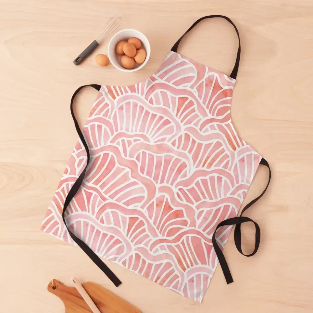 Pink Oyster Mushroom Gills | Watercolor Pattern Apron japanese style Chef Uniform Apron