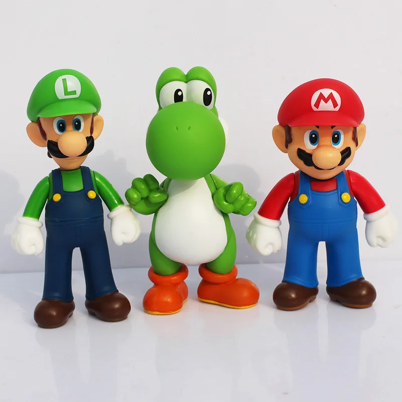 Game Super Mario Bros Cartoon Dolls Model Anime Figures Luigi Yoshi Mario Creative Collectible Model Toys for kids Birthday Gift