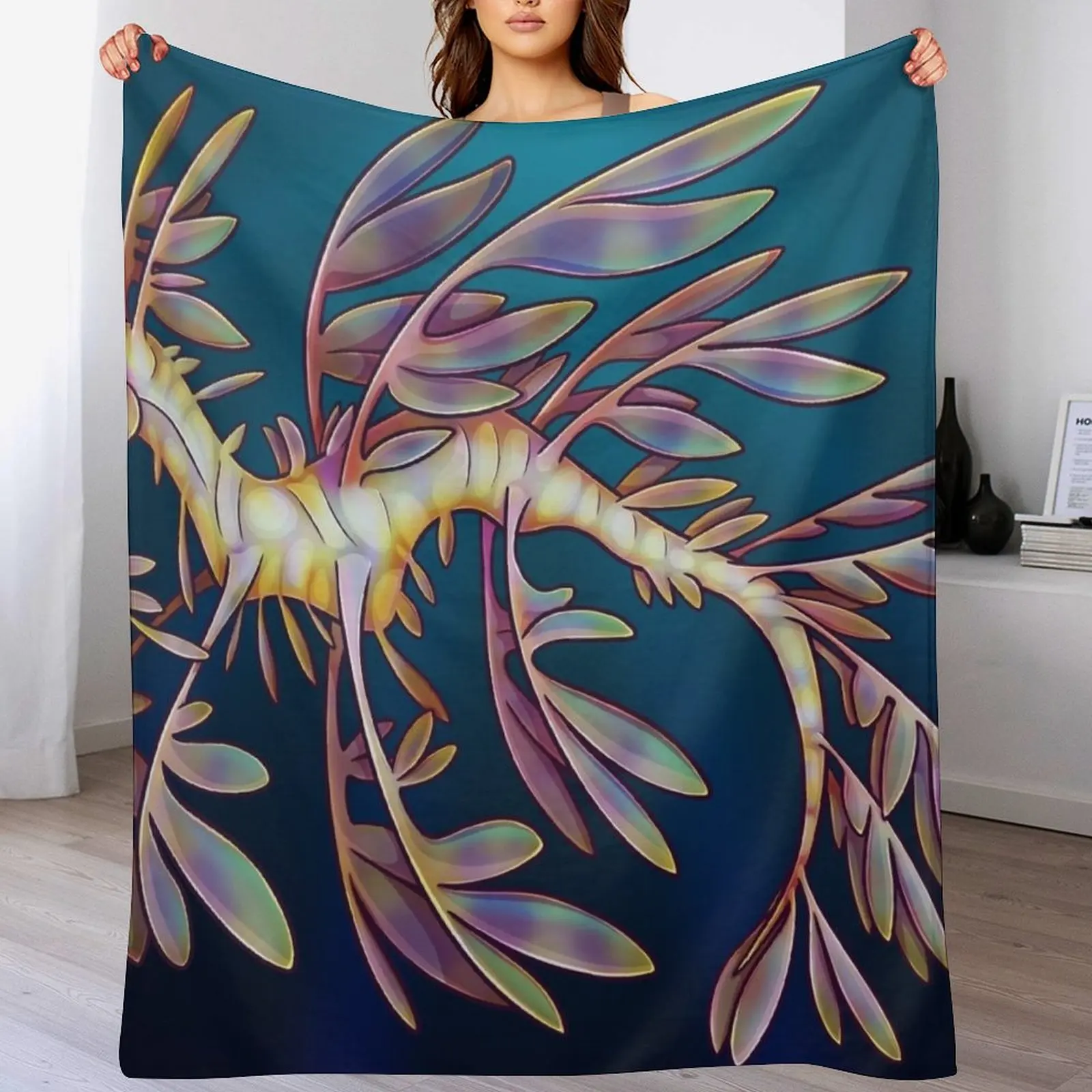 Плед Leafy Sea Dragon, долговечное мягкое плюшевое одеяло для ежедневного использования