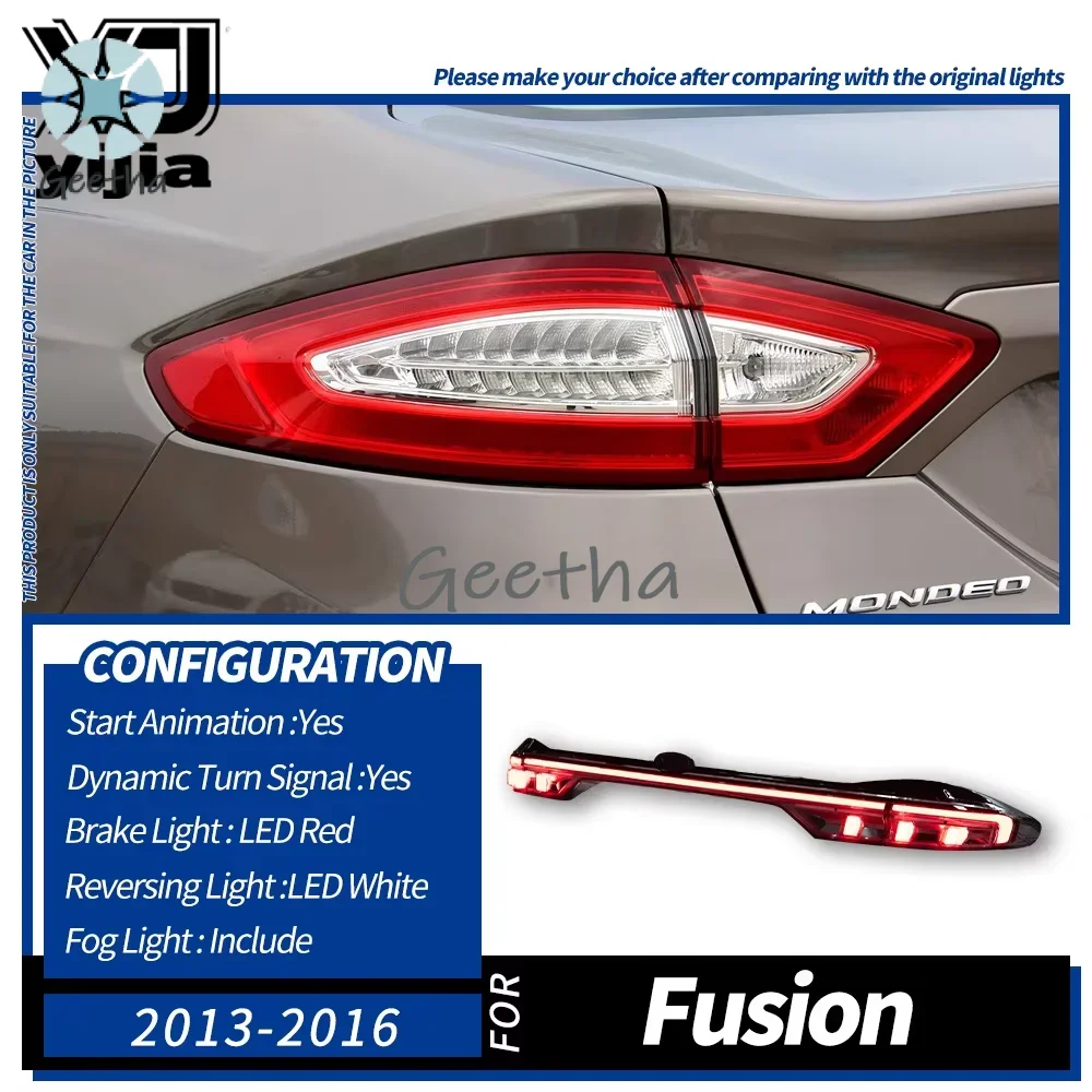 

For Mondeo 13-20 12V LED Tail Light Assembly with Through-type Rear Design and Flowing Turn Signal Light
