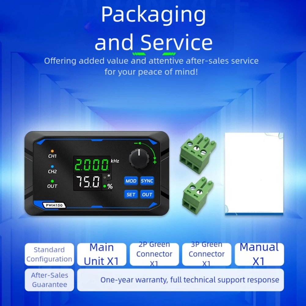 Gerador de canal duplo para testes eletrônicos, display digital, display LED branco de 3 dígitos, display LED verde de 4 dígitos