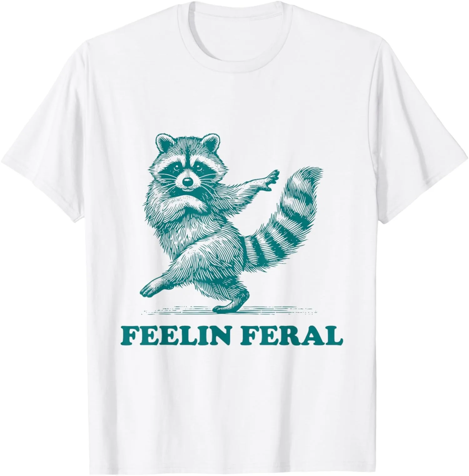 Feeling Feral Racoon Ironic Saying Vintage Funny Unisex T-Shirt