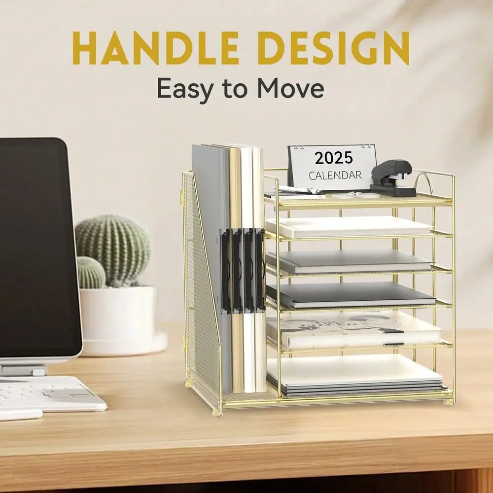 

Desk Organizer With File Holder, Letter Tray Paper Organizer