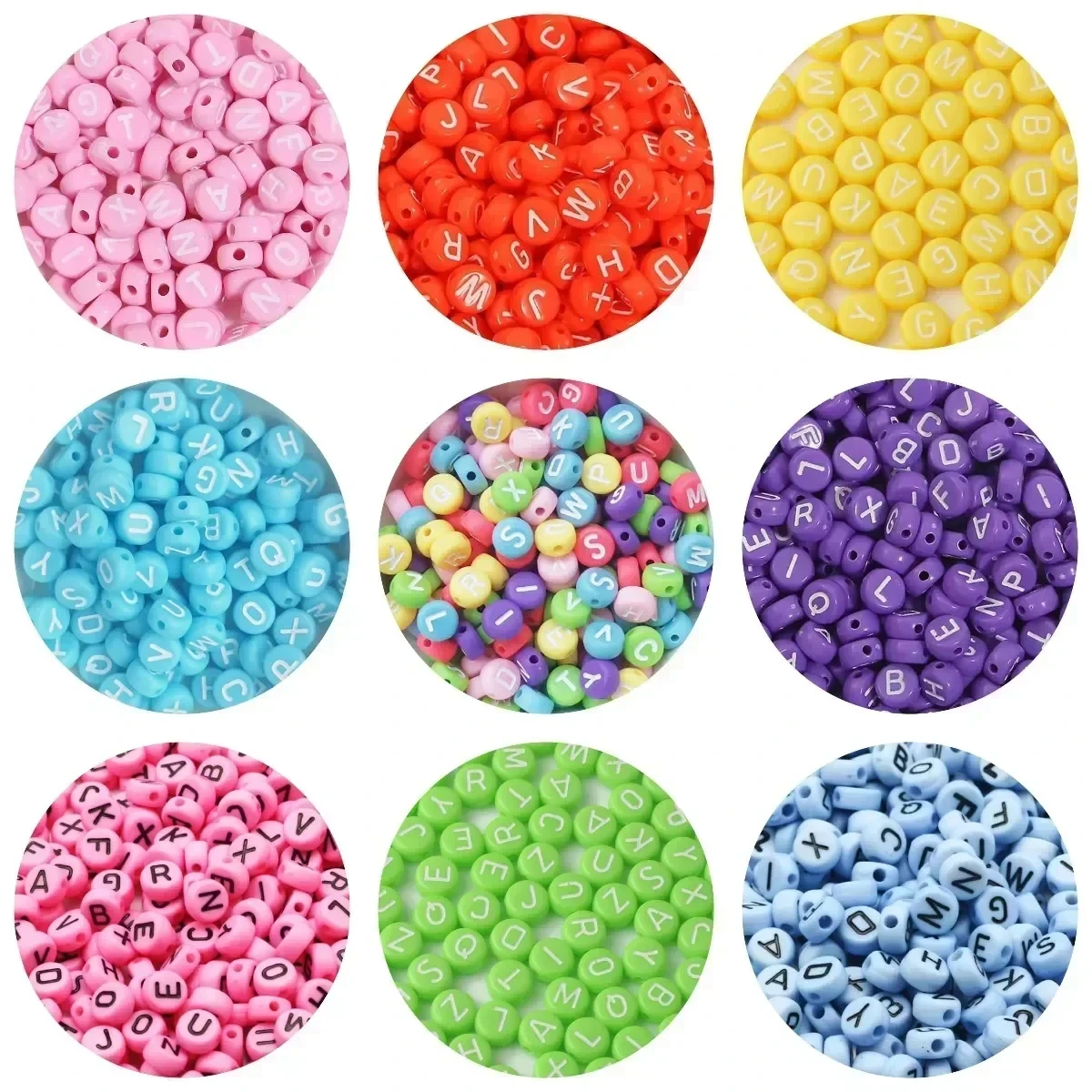Colorful Acrylic Letter Beads A-Z Round Flat Alphabet Spacer Beads with Holes for DIY Jewelry Making Bracelet Accessories image 6