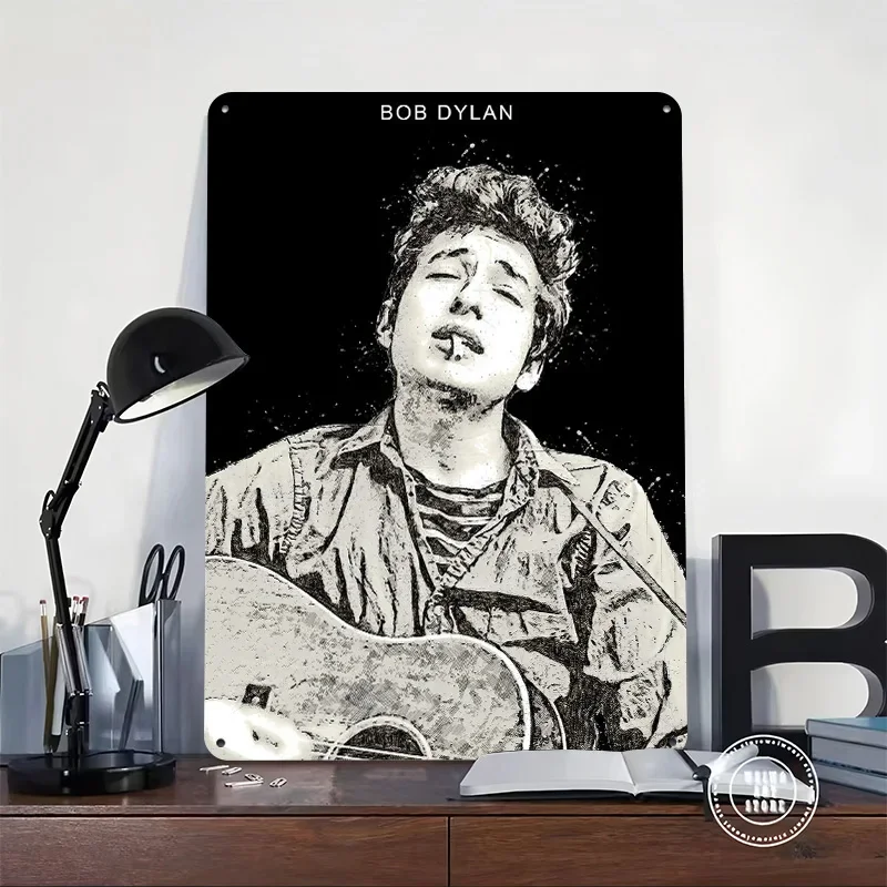 Musician Bob Dylan 3D Texture Printed Poster Custom Vintage Metal Tin Plate Sign for Wall Art Gaming Room Decoration Cozy House