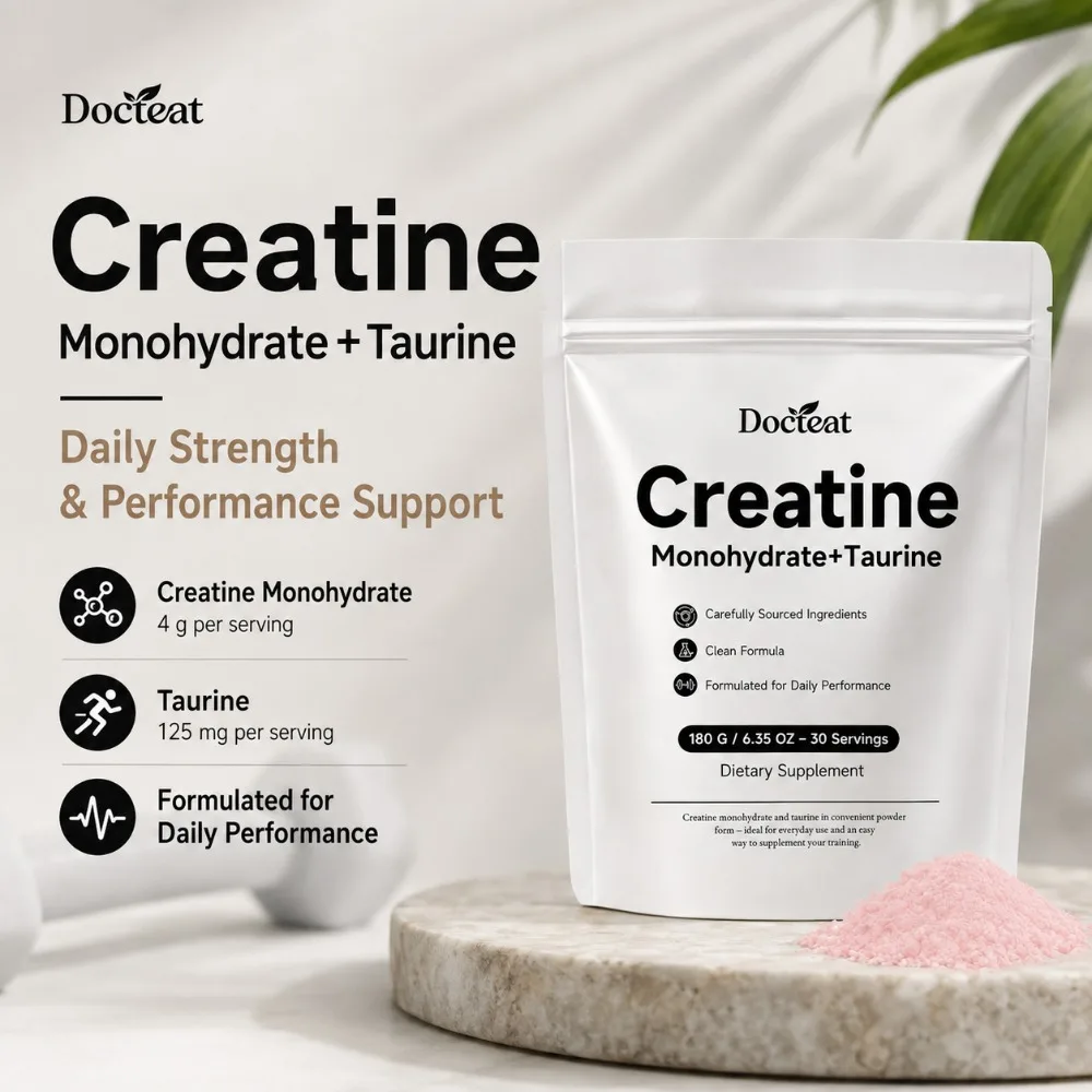 Creatine Monohydrate Taurine Powder 180g 30 Servings Muscle Strength Endurance Performance Workout Fitness Training Supplement