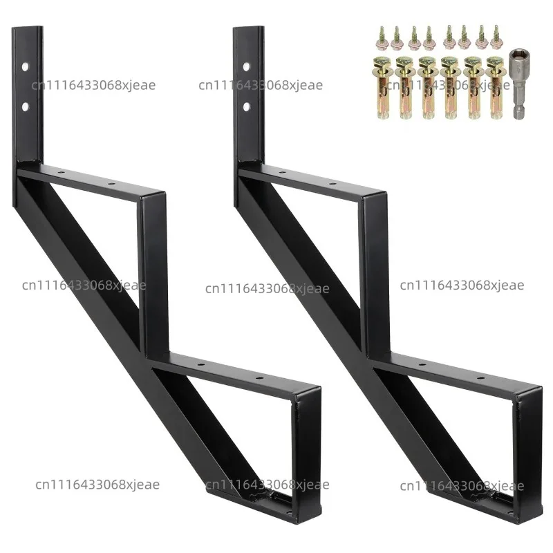 Steel Stair Stringer 1 Step-2 pcs, Pre-drilled Holes Steel Stair Riser for Deck Height ,Heavy Duty Steps,MAX Load