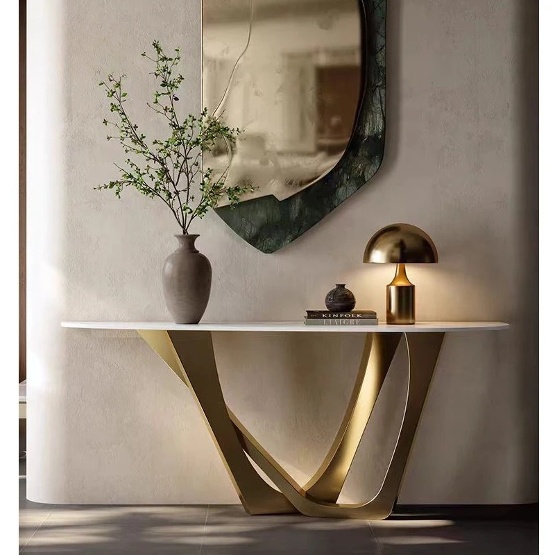 

Xuan Guan Tai designer light luxury simple modern art design sense creative Internet celebrity wall narrow table marble case