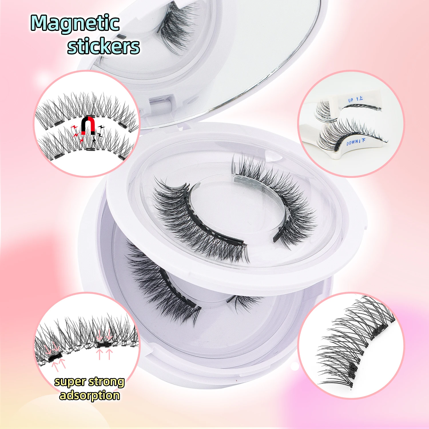 2 paires de cils magnétiques avec applicateur, cils magnétiques doux et réutilisables, aspect naturel, sans colle nécessaire, Kit de cils facile à porter