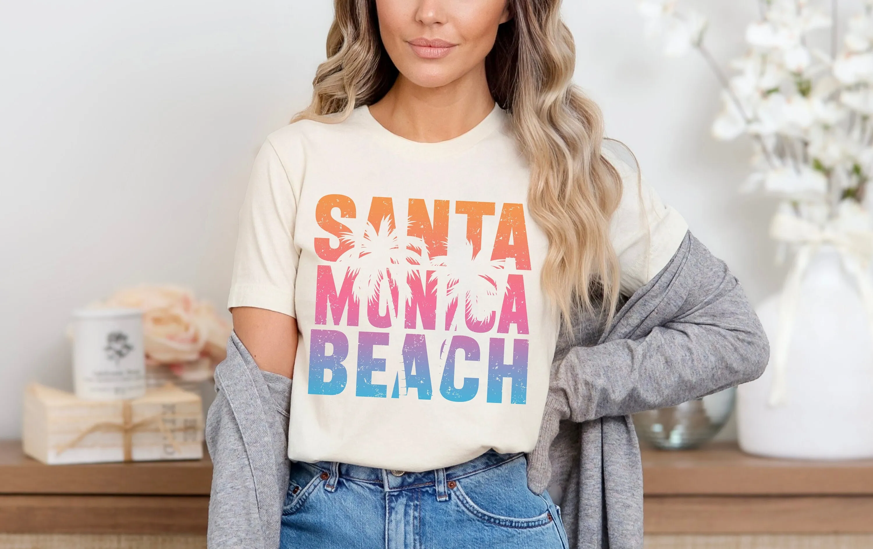 Santa Monica Beach T Shirt Cute California Vacation Crewneck Coverup