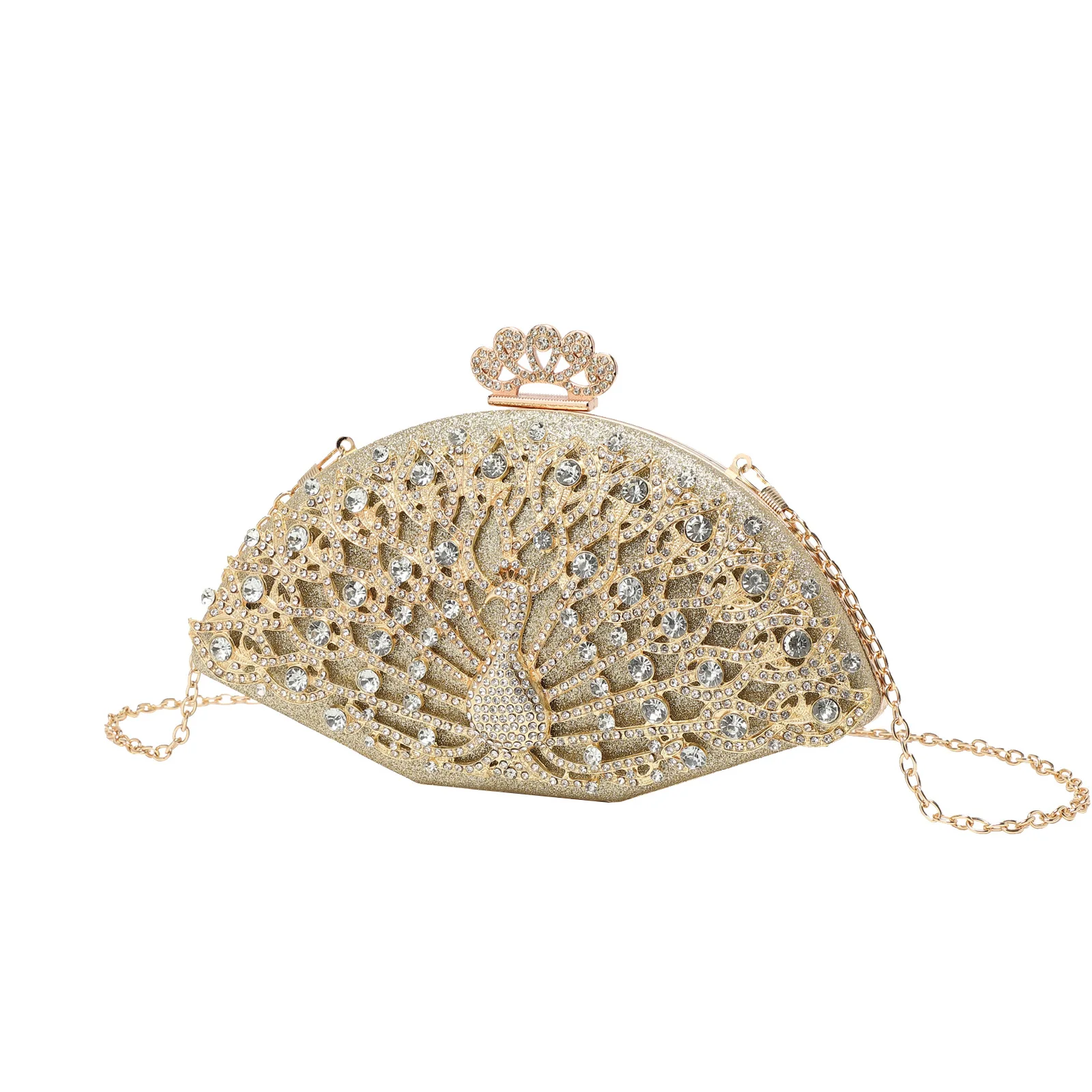 

Женская банкетная сумка с открытым экраном в виде павлина, модная темпераментная сумка через плечо с цепочкой-клатчем, доступная блестящая стеганая сумка через плечо