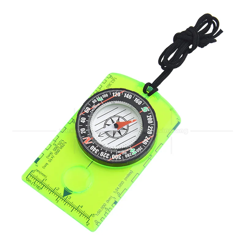 New MultiOutdoor Mountaineering Acrylic Mini Scale North Arrow Portable Map Rope Educational Compass for Children